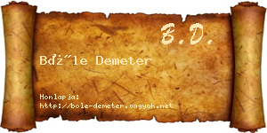 Bőle Demeter névjegykártya